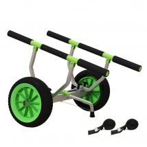 SPORTNOW Chariot de transport pour kayak stand-up paddle canoë avec largeur réglable grandes roues cadre en aluminium noir vert