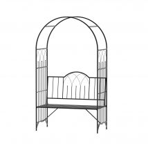 Outsunny Arche à rosiers banc de jardin 3 places 2 en 1 dim. 115L x 59l x 203H cm métal époxy noir