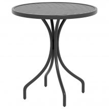 Outsunny Table de jardin ronde Ø66cm, table d'exterieur en acier galvanisé avec plateau à lattes pour terrasse, balcon, noir