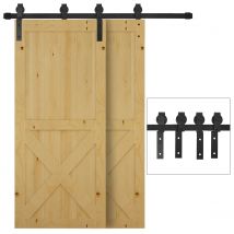 HOMCOM Schiebetürsystem für Holzschiebetür, Laufschiene mit 9 Zubehörteilen, Kohlenstoffstahl, Schwarz  Aosom