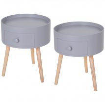 HOMCOM Lot de 2 tables basses - table de chevet - table de nuit ronde - design scandinave table d'appoint bout de canapé