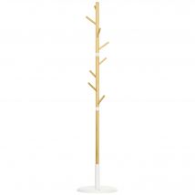 HOMCOM Porte manteau sur pied vestiaire 8 patères meuble d'entrée pour vêtements chapeaux entrée couloir hauteur 175,6 cm en bambou et métal