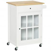 HOMCOM Chariot Roulant Desserte Cuisine Aspect Chêne Clair Blanc   Aosom France