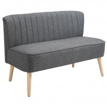 HOMCOM 2-Sitzer Stoffsofa Polstersofa Sitzmöbel Loungesofa Holz Schaumstoff Dunkelgrau 117 x 56,5 x 77 cm   Aosom