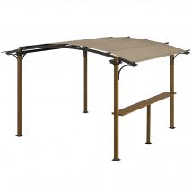 Outsunny Pergola tonnelle de jardin avec comptoir toit en forme d'arche - cadre en aluminium et acier dim. 4L x 2,6l x 2,4H m