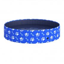 PawHut Piscine pour chien Bassin PVC Pliable Anti-Glissant Facile à Nettoyer Diamètre 160 cm Hauteur 30 cm Bleu