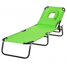 Outsunny Chaise Longue Pliante Verte Confort Lecture Jardin   Aosom France