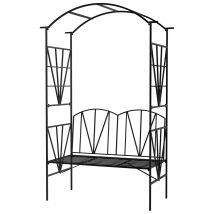 Outsunny Arche Jardin avec Banc 2 Places pour Plantes Grimpantes Fleurs Décor Mariage Cérémonie   Aosom France