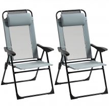 Outsunny Lot de 2 chaises de jardin set basic de 2 chaises pliantes chaise de camping accoudoir dossier réglable en 5 positions
