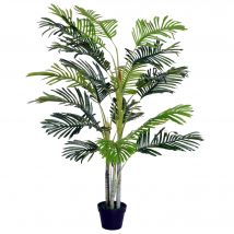 Outsunny Palmier artificiel hauteur 150 cm arbre artificiel décoration plastique fil de fer pot inclus vert aosom france
