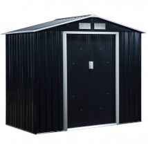Outsunny Cabane de jardin Métal en Tôle d'Acier avec Porte Verrouillable, Gris, 213x130x185 cm - Idéal pour Outils   Aosom France