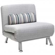 HOMCOM Fauteuil convertible 3 en 1 chauffeuse lit 1 place avec coussin gris