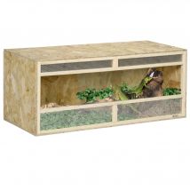 PawHut Terrarium en bois OSB pour reptiles avec porte coulissante en verre - 120 x 50 x 50 cm naturel   Aosom France