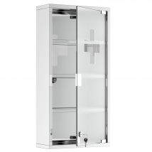 HOMCOM Medizinschrank Arzneischrank Erste Hilfe Schrank mit Schloss Edelstahl 30 x 12 x 60 cm   Aosom