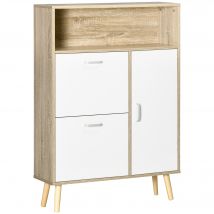 HOMCOM Meuble à chaussures armoire à chaussures commode à chaussures 2 portes abattantes 8 paires de chaussures - 80 x 25,5 x 112,5 cm