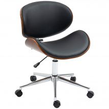 Vinsetto Chaise de Bureau Pivotante Vintage en Bois de Peuplier et Synthétique Hauteur Ajustable   Aosom France