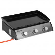 Outsunny Plancha gaz barbecue à gaz  en acier inox 3 brûleurs 9 kW antiadhésive grande surface de gril 61 x 35,5 cm   Aosom France