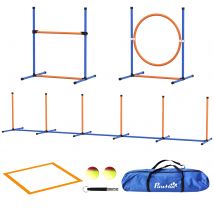 PawHut Kit d'agilité pour chien 4 pièces avec slalom, anneau de saut, haies, kit de dressage, sac de transport