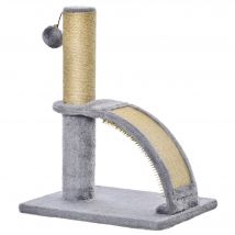 PawHut Arbre à Chat Compact avec Griffoir Sisal, Jeu Boule et Demi-Arc de Massage Gris   Aosom France