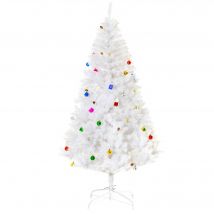 HOMCOM Weihnachtsbaum künstlicher Christbaum 180cm mit Ständer und Dekor in Weiß, ideal für festliche Weihnachtsdekoration   Aosom.de