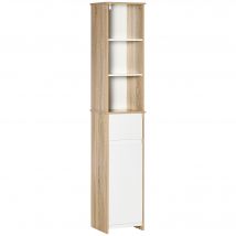 kleankin Badregal Badmöbel Badezimmerschrank Hochschrank Standschrank mit 3-stufigen offenen Regal Schublade Umschlagdesign platzsparend MDF    Aosom