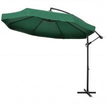 Outsunny Parasol déporté octogonal manivelle avec pied en croix avec moustiquaire Ø 295 x 240H cm vert