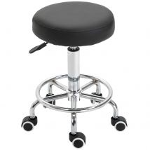 Vinsetto Rollhocker, Höhenverstellbarer Arbeitshocker mit Fußring, Drehbarer Salon Hocker, Drehhocker mit Rädern, Schwarz, Ø42 x 50-64 cm  Aosom