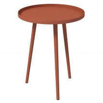 Outsunny Table basse de jardin ronde, table d'appoint extérieur avec bord rond en acier, dim. Ø40 x 50H cm rouge