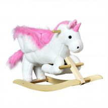 HOMCOM Schaukelpferd  Schaukeltier für Kinder, Rosa+Weiß, 65 x 32 x 55 cm  Aosom