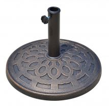Outsunny Schirmständer Sonnenschirmfuß rund 14kg aus Harz in Bronze für Ø38/48mm Schirme Ø48,5xH34cm stabil & wetterfest   Aosom.de