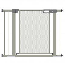 PawHut Barrière de sécurité barriere escalier pour animaux domestique avec fermeture automatique double verrouillage largeur 75-103 cm gris
