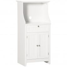 HOMCOM Meuble armoire micro-ondes pour cuisine avec 1 tiroir, 2 Portes 60 x 40 x 122,5 cm - MDF - Blanc