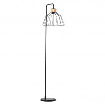 HOMCOM Lampadaire Design Élégant Métal et Rotin Noir pour Salon 44x34x154cm   Aosom France