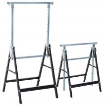 HOMCOM Lot de 2 tréteaux pliables télescopiques hauteur réglable 80-130 cm noir