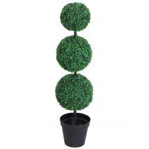 Outsunny Buis artificiel plantes artificiels en forme de boules Ø 30 x 112 cm Vert