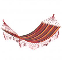 Outsunny Hamac de Voyage Respirant Multicolore en Coton et Polyester 2x1m   Aosom France