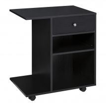 Vinsetto Druckertisch, Druckerständer, Bürowagen, Rollwagen mit Schublade+2 Ablagen+CPU-Ständer, Spanlatte, Schwarz, 60 x 40 x 68,5 cm   Aosom