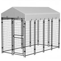 PawHut Chenil Extérieur Grand Chien 3m² Auvent Imperméable Porte Verrouillable 239x121x183cm   Aosom France