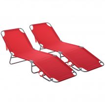 Outsunny Bain de Soleil transat Pliable Dossier réglable Multipositions métal et Polyester Rouge