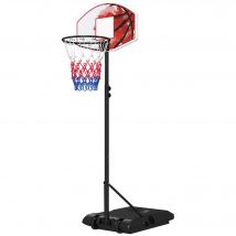SPORTNOW Basketballkorb mit Ständer, 179-209 cm höhenverstellbar Basketballständer mit Rollen, Basketballanlage Standfuß, Outdoor, Stahl, Mehrfarbig   Aosom