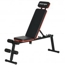 SPORTNOW Banc de musculation dossier réglable 5 niveaux banc d'haltère multifonctionnel acier revêtement synthétique noir