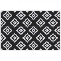 Outsunny Tapis d'extérieur réversible pliable tapis de camping plastique PP haute densité dim. 182L x 274l cm noir et blanc