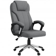 Vinsetto Bürostuhl Ergonomischer Computerstuhl mit Wippfunktion höhenverstellbar Kopfstütze Armlehnen Grau Leinenoptik 66x75x110-120cm für komfortables Arbeiten   Aosom.de