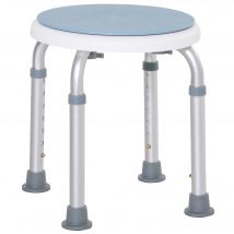 HOMCOM Tabouret de douche siège de douche antidérapant tabouret de bain hauteur réglable pivotant à 360° en aluminium