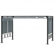 Outsunny Pergola avec auvent rétractable 3,9 x 2,9 m structure acier aluminium époxy anticorrosion - gris foncé