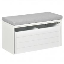 HOMCOM Banc à Chaussures avec Tiroir Double Coussin Confort Blanc Gris   Aosom France