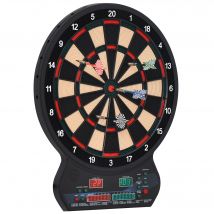 HOMCOM Cible jeux de flechette électronique avec 27 jeu principals et 202 jeux variations cibles électroniques pour 8 Joueurs pour bureau et bar