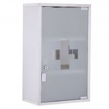 HOMCOM Medizinschrank Erste Hilfe Schrank aus Edelstahl mit Schloss 30x18x50cm für sichere Aufbewahrung   Aosom.de