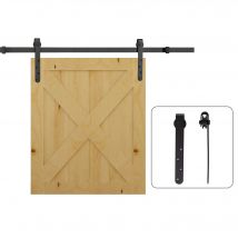 HOMCOM Kit Complet Système Porte Coulissante Galandage en Acier Noir Max 90cm 20-25mm   Aosom France