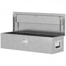 HOMCOM Gerätekasten Aufbewahrungskiste aus Aluminium mit Seitengriffen, Schloss und Schlüsseln, LKW-Werkzeugkasten, Lagerungsbox für Anhänger, 99 x 33 x 25,5 cm   Aosom